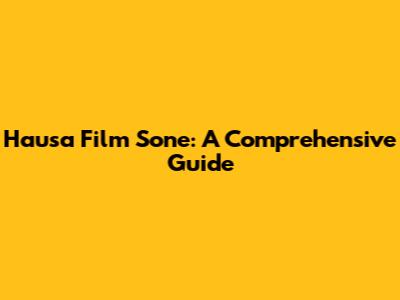 Hausa Film Sone: A Comprehensive Guide