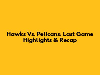 Hawks Vs. Pelicans: Last Game Highlights & Recap