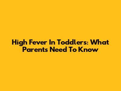 High Fever In Toddlers: What Parents Need To Know