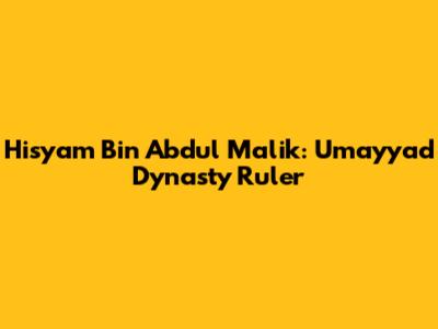 Hisyam Bin Abdul Malik: Umayyad Dynasty Ruler