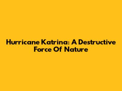 Hurricane Katrina: A Destructive Force Of Nature