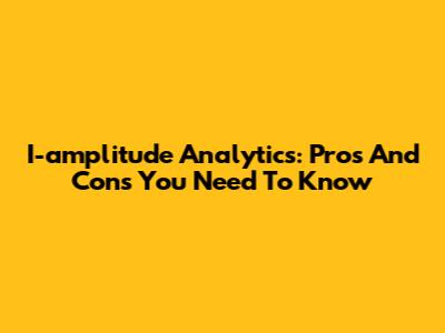 I-amplitude Analytics: Pros And Cons You Need To Know