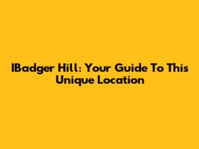 IBadger Hill: Your Guide To This Unique Location