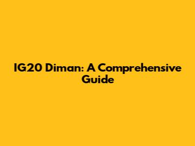 IG20 Diman: A Comprehensive Guide