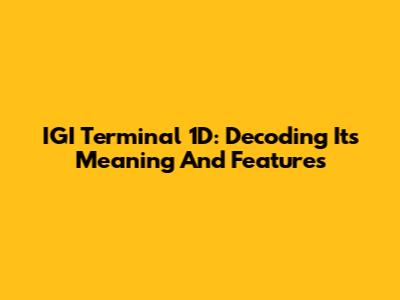 IGI Terminal 1D: Decoding Its Meaning And Features