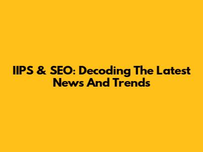 IIPS & SEO: Decoding The Latest News And Trends