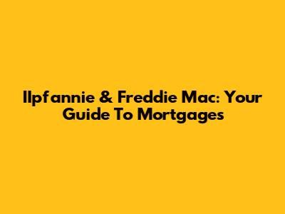 IIpfannie & Freddie Mac: Your Guide To Mortgages