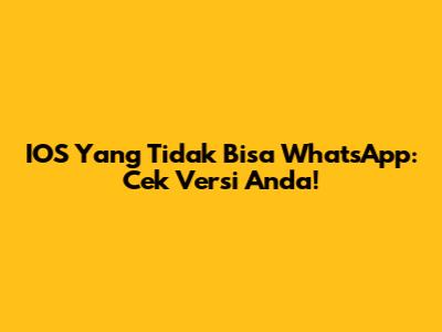 IOS Yang Tidak Bisa WhatsApp: Cek Versi Anda!
