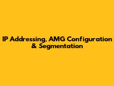 IP Addressing, AMG Configuration & Segmentation