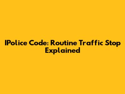 IPolice Code: Routine Traffic Stop Explained