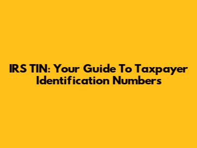 IRS TIN: Your Guide To Taxpayer Identification Numbers