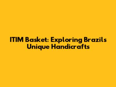 ITIM Basket: Exploring Brazil's Unique Handicrafts