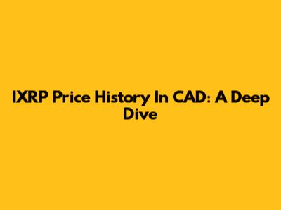 IXRP Price History In CAD: A Deep Dive