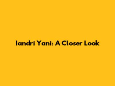 Iandri Yani: A Closer Look