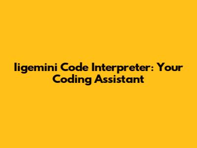 Iigemini Code Interpreter: Your Coding Assistant