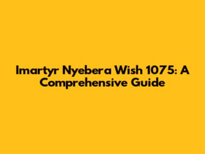 Imartyr Nyebera Wish 1075: A Comprehensive Guide