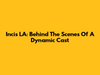 Incis LA: Behind The Scenes Of A Dynamic Cast