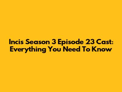 Incis Season 3 Episode 23 Cast: Everything You Need To Know