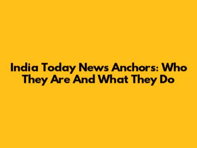 India Today News Anchors: Who They Are And What They Do