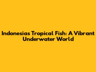 Indonesia's Tropical Fish: A Vibrant Underwater World