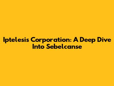 Iptelesis Corporation: A Deep Dive Into Sebelcanse