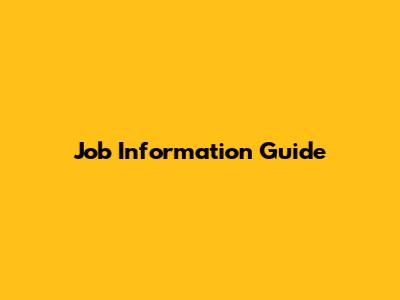 Job Information Guide