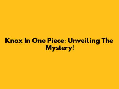 Knox In One Piece: Unveiling The Mystery!