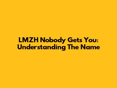 LMZH Nobody Gets You: Understanding The Name