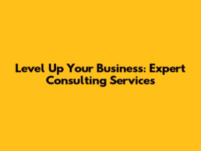Level Up Your Business: Expert Consulting Services