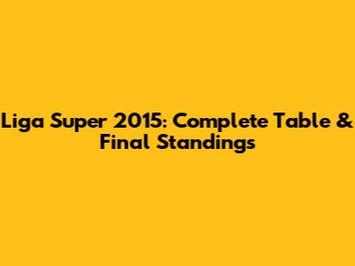 Liga Super 2015: Complete Table & Final Standings
