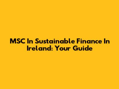 MSC In Sustainable Finance In Ireland: Your Guide
