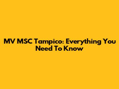 MV MSC Tampico: Everything You Need To Know
