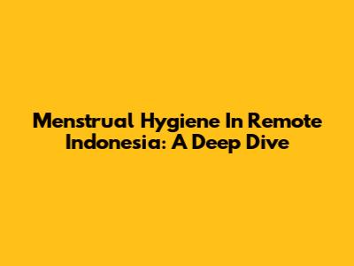 Menstrual Hygiene In Remote Indonesia: A Deep Dive