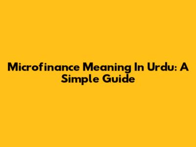 Microfinance Meaning In Urdu: A Simple Guide