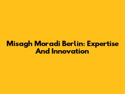 Misagh Moradi Berlin: Expertise And Innovation