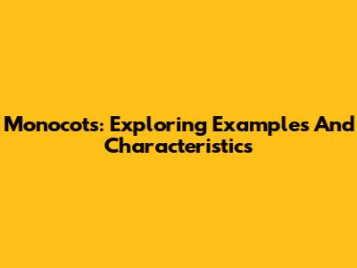 Monocots: Exploring Examples And Characteristics