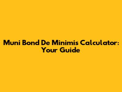 Muni Bond De Minimis Calculator: Your Guide