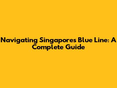 Navigating Singapore's Blue Line: A Complete Guide