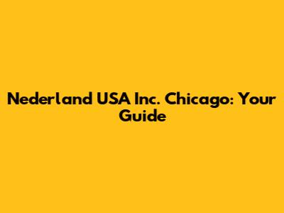 Nederland USA Inc. Chicago: Your Guide