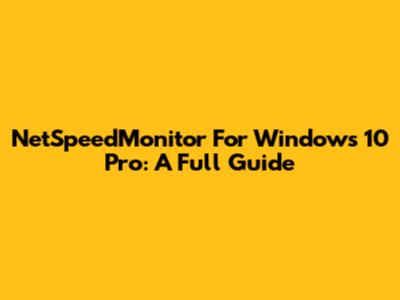 NetSpeedMonitor For Windows 10 Pro: A Full Guide