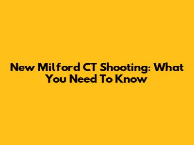 New Milford CT Shooting: What You Need To Know