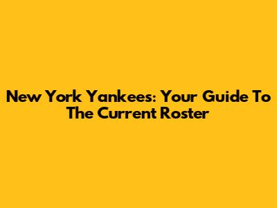 New York Yankees: Your Guide To The Current Roster