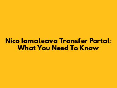 Nico Iamaleava Transfer Portal: What You Need To Know