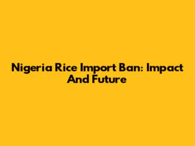 Nigeria Rice Import Ban: Impact And Future