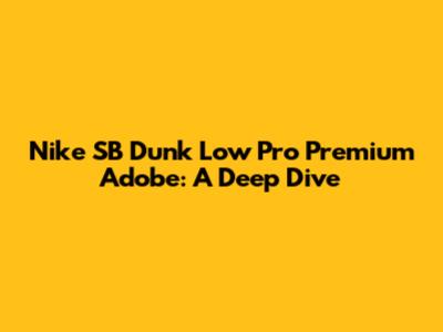 Nike SB Dunk Low Pro Premium Adobe: A Deep Dive