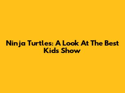 Ninja Turtles: A Look At The Best Kids' Show