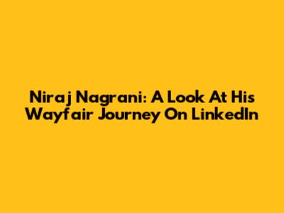Niraj Nagrani: A Look At His Wayfair Journey On LinkedIn