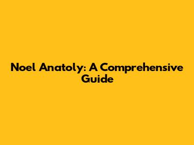 Noel Anatoly: A Comprehensive Guide