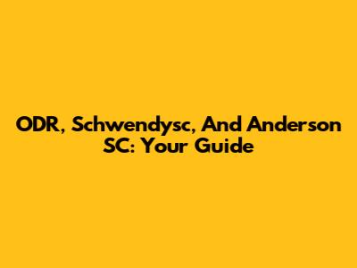 ODR, Schwendysc, And Anderson SC: Your Guide