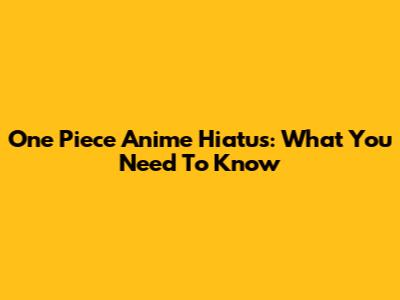 One Piece Anime Hiatus: What You Need To Know